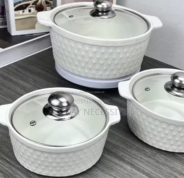 3sets Ceramic Bowl With Glass Lid