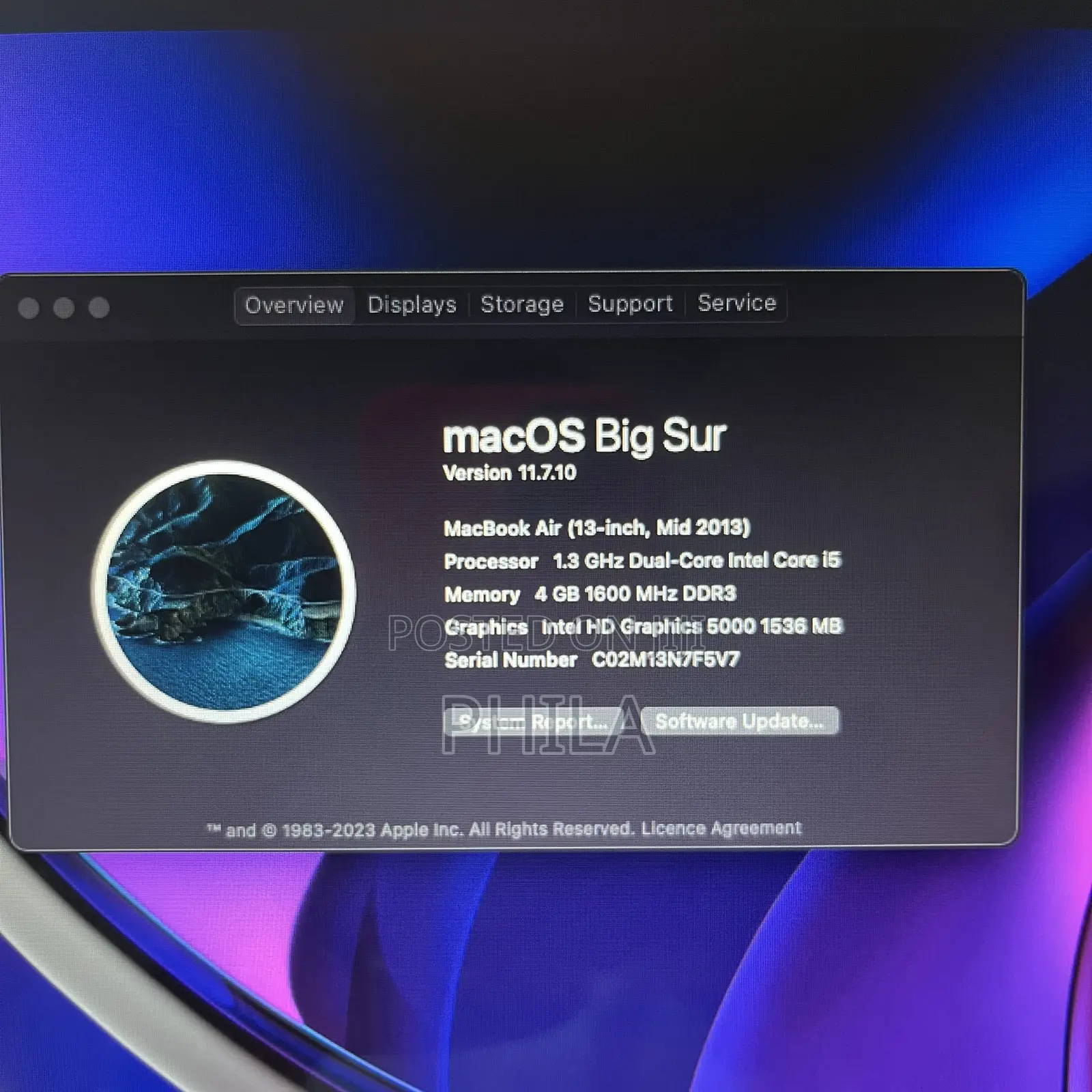 Laptop Apple MacBook Air 2013 4GB Intel Core i5 SSD 128GB