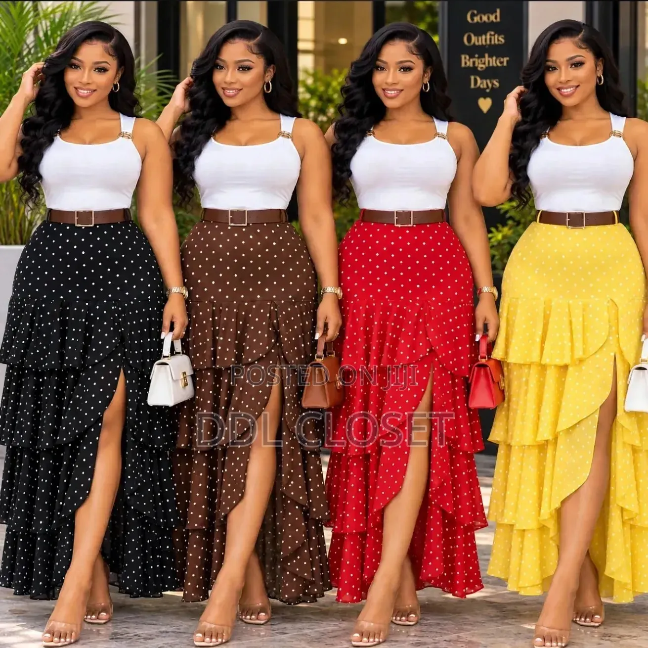 Polka Dot Ruffle Maxi Skirt Amd Top