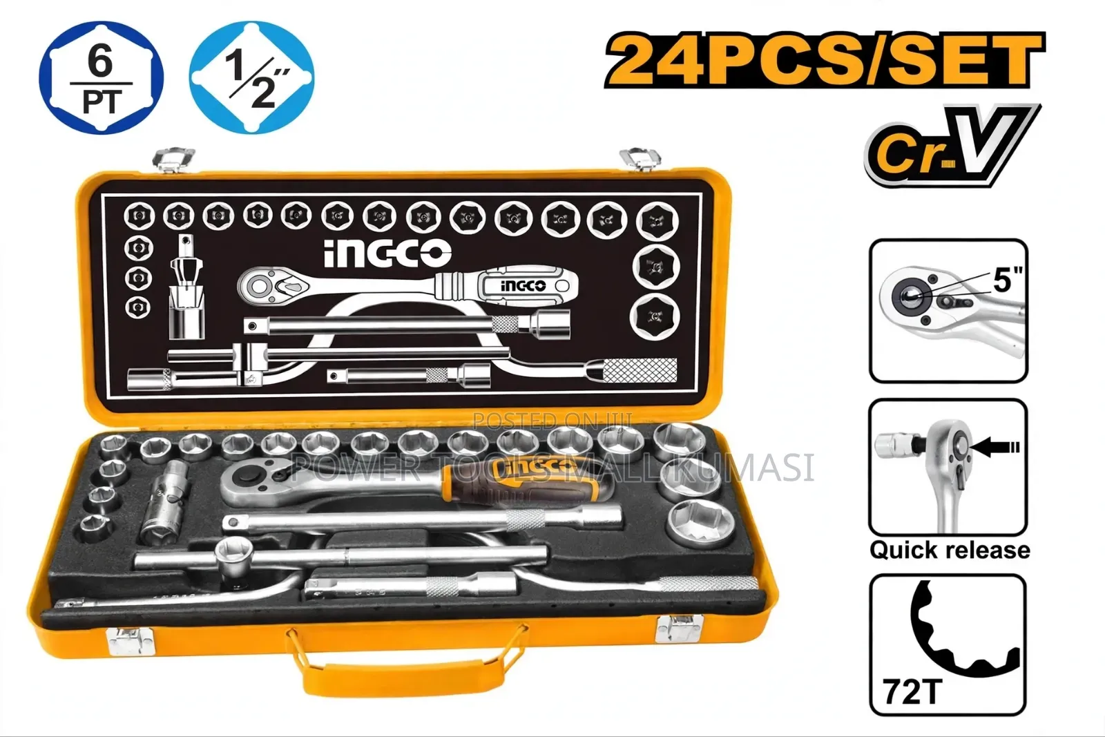 24 PCs 1/2" Socket Set