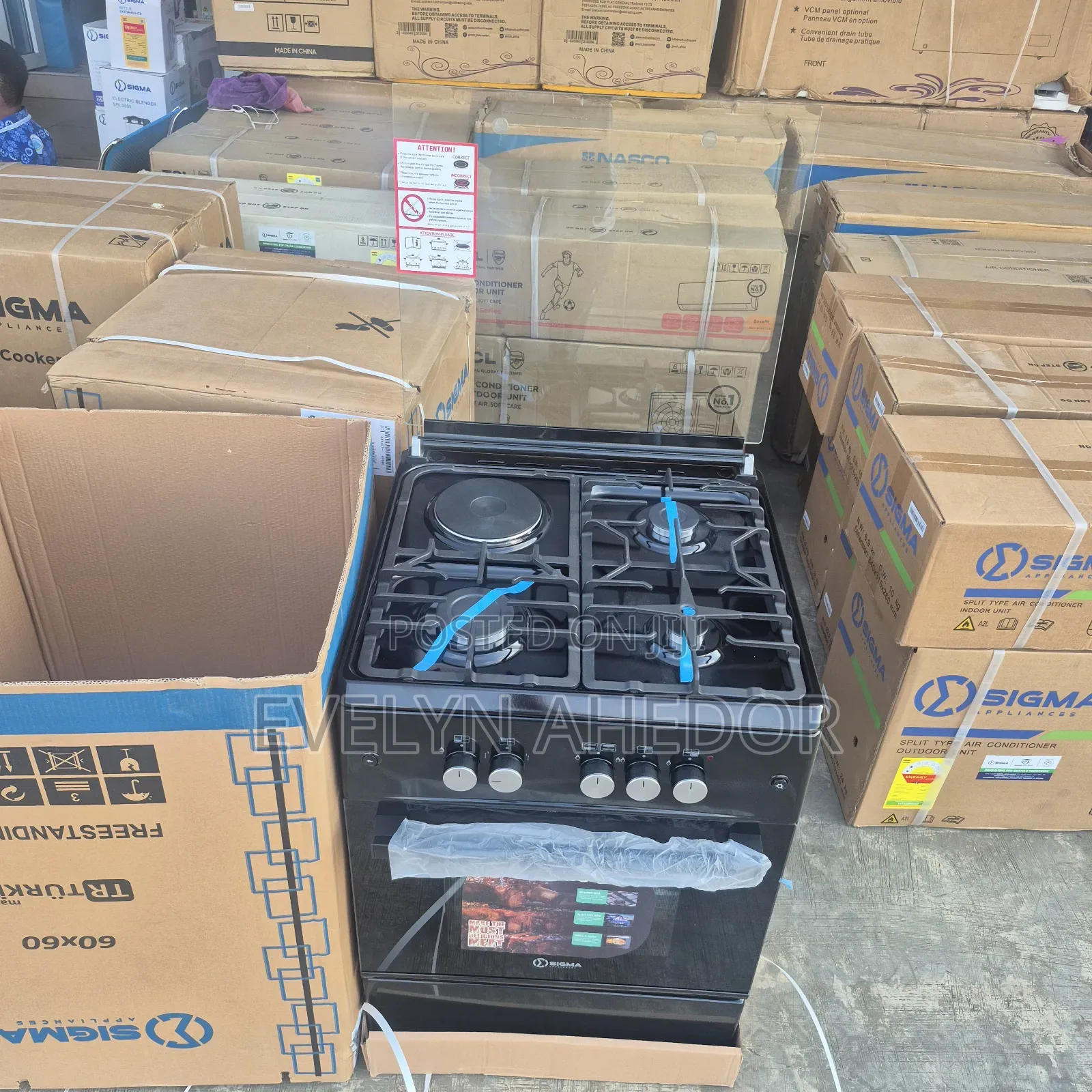 Electric Sigma Gas Cooker Brande With 1 Electric Hot Plate for Sale