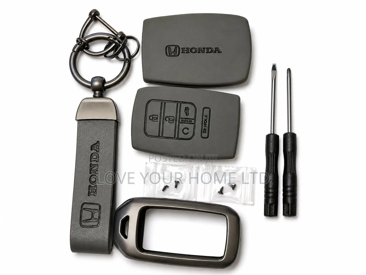 Honda Smart Car Key Cover Case With Leather Keychain Strap
