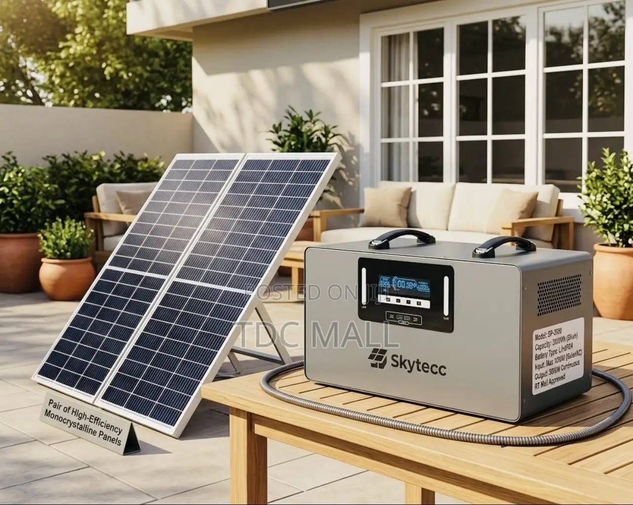 3Kwh LifeP04 Solar Energy Power Station - Lithium Battery + 2 Panels