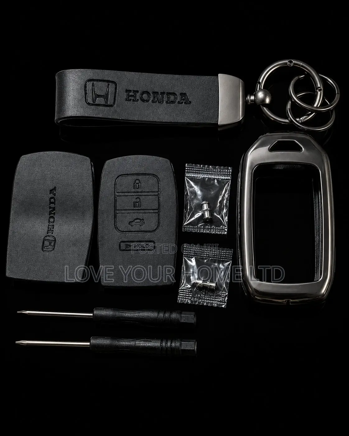 Honda 4-Button Smart Key Replacement Shell Kit With TPU Frame