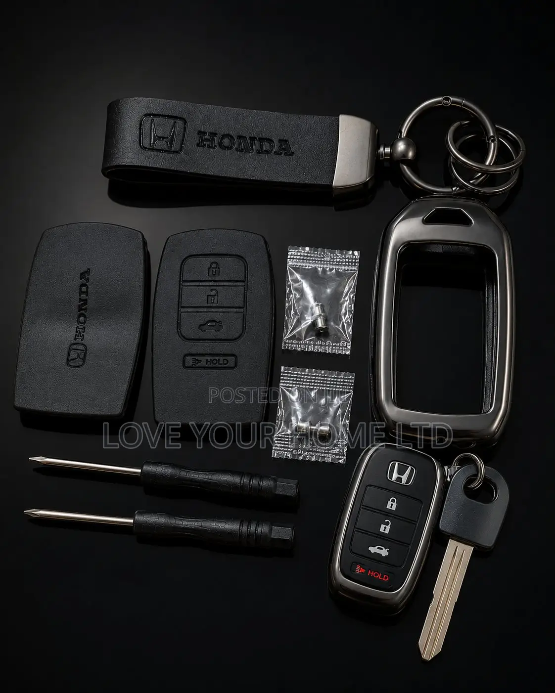 Honda 4-Button Smart Key Replacement Shell Kit With TPU Frame