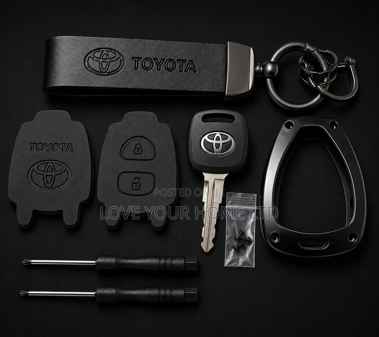 Toyota 2-Button Smart Car Key Case Kit With Metal Frame