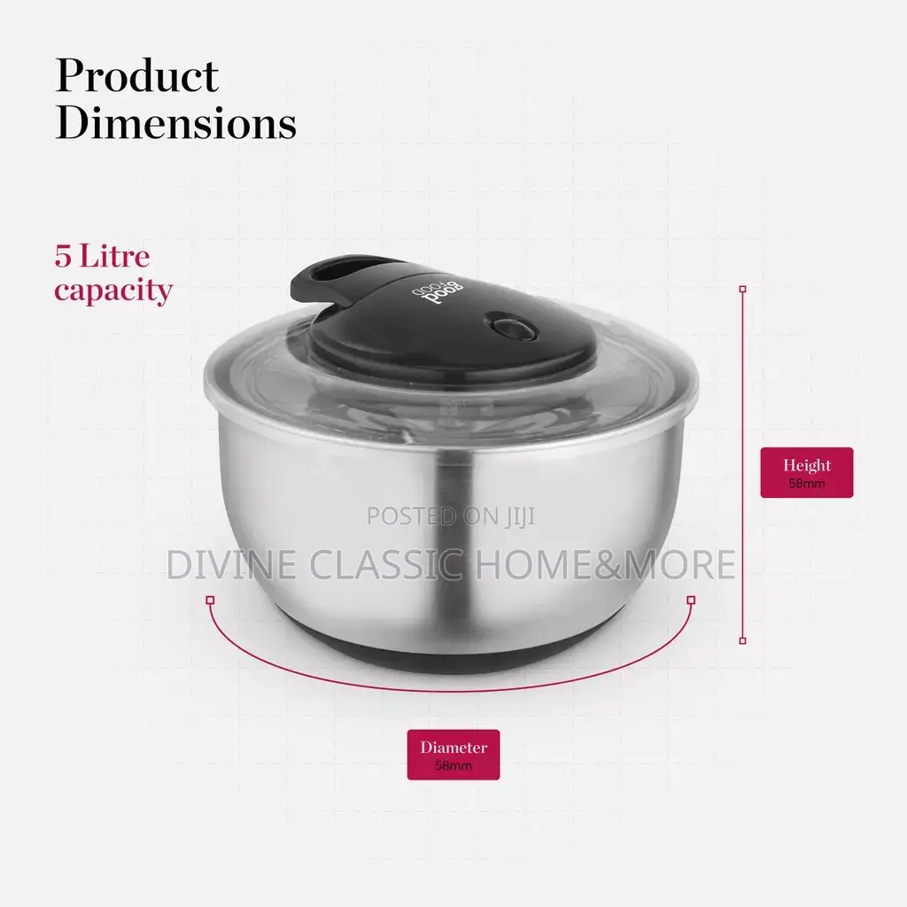 Tower 5lit Stainless Steel Salad Spinner