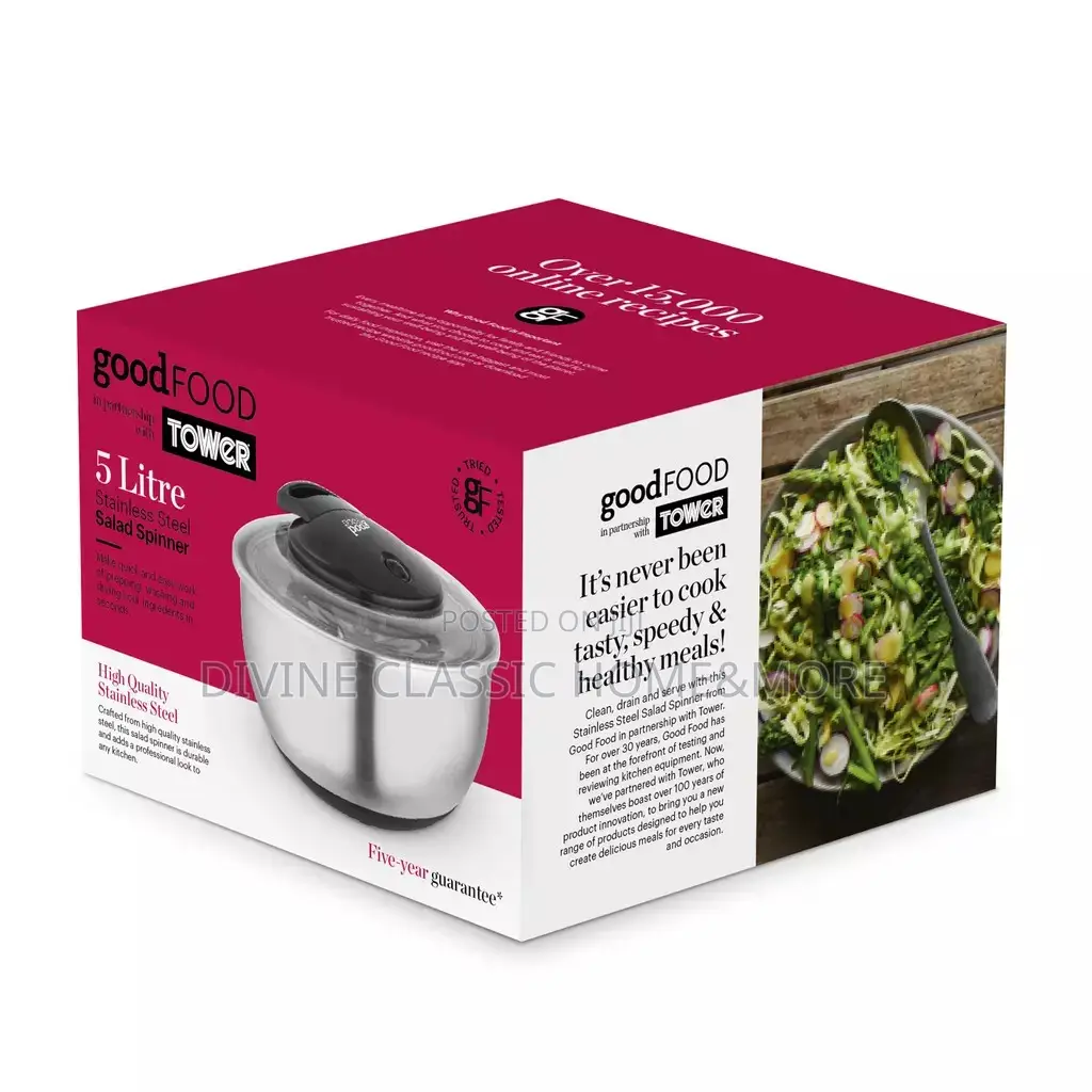 Tower 5lit Stainless Steel Salad Spinner