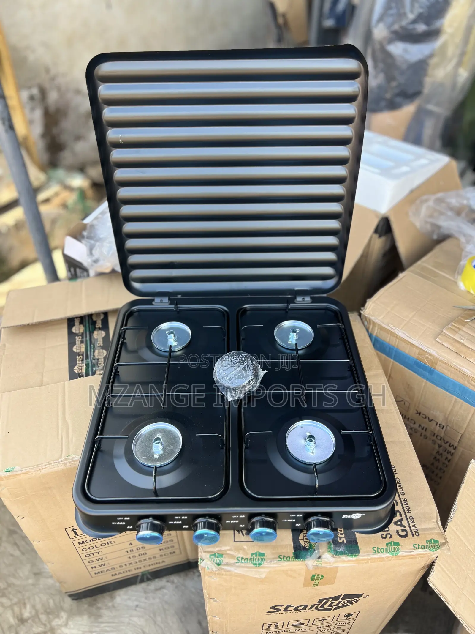 STARLUX High Quality 4 Burner Table Top Gas Stove Black Colour