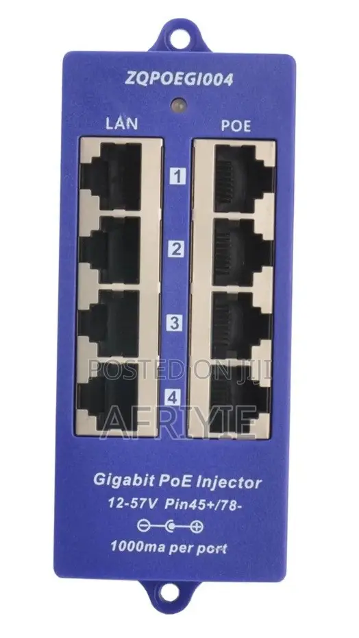 4-Port Gigabit POE Mid Span Ethernet Power Injector