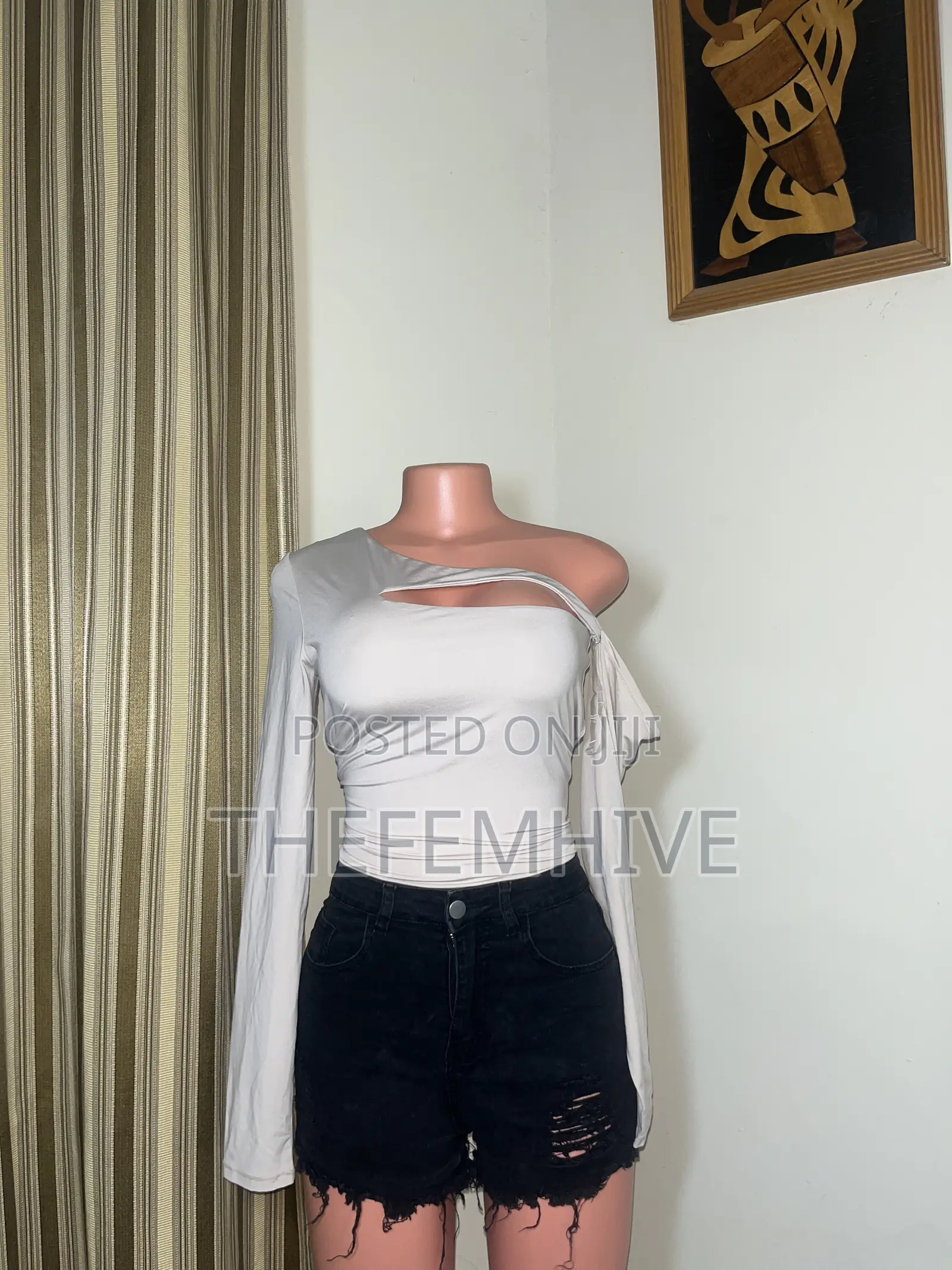Nude Asymmetric Crop Top