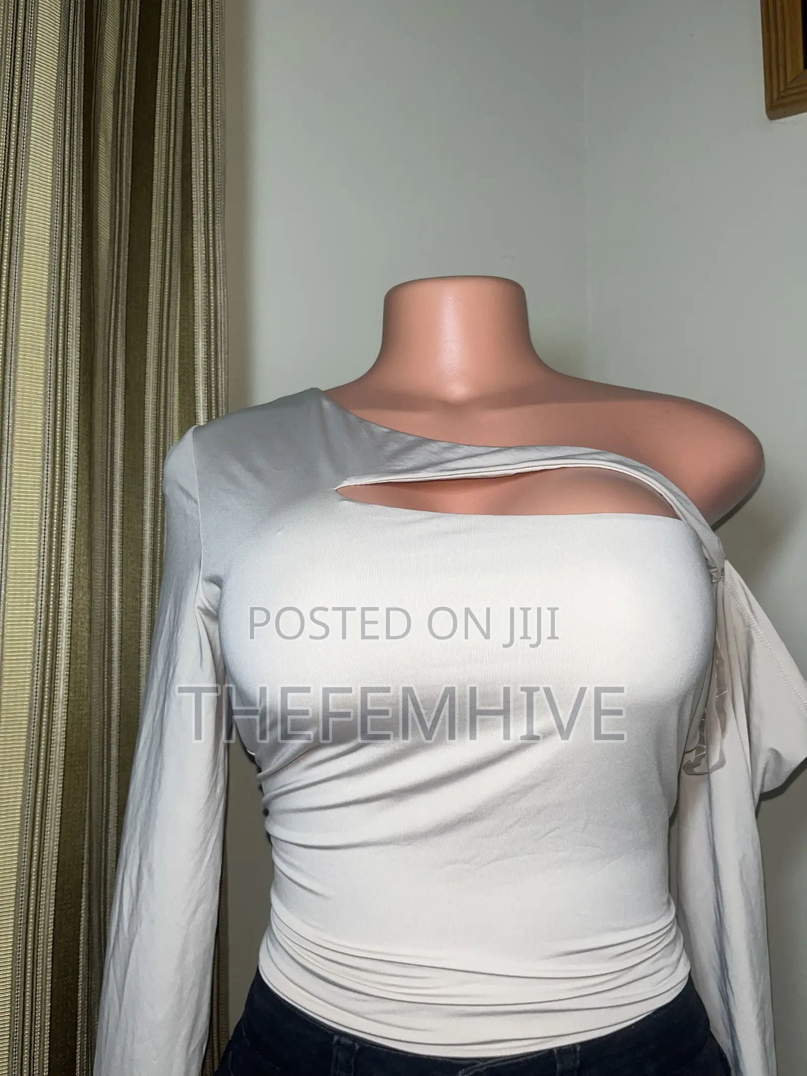 Nude Asymmetric Crop Top