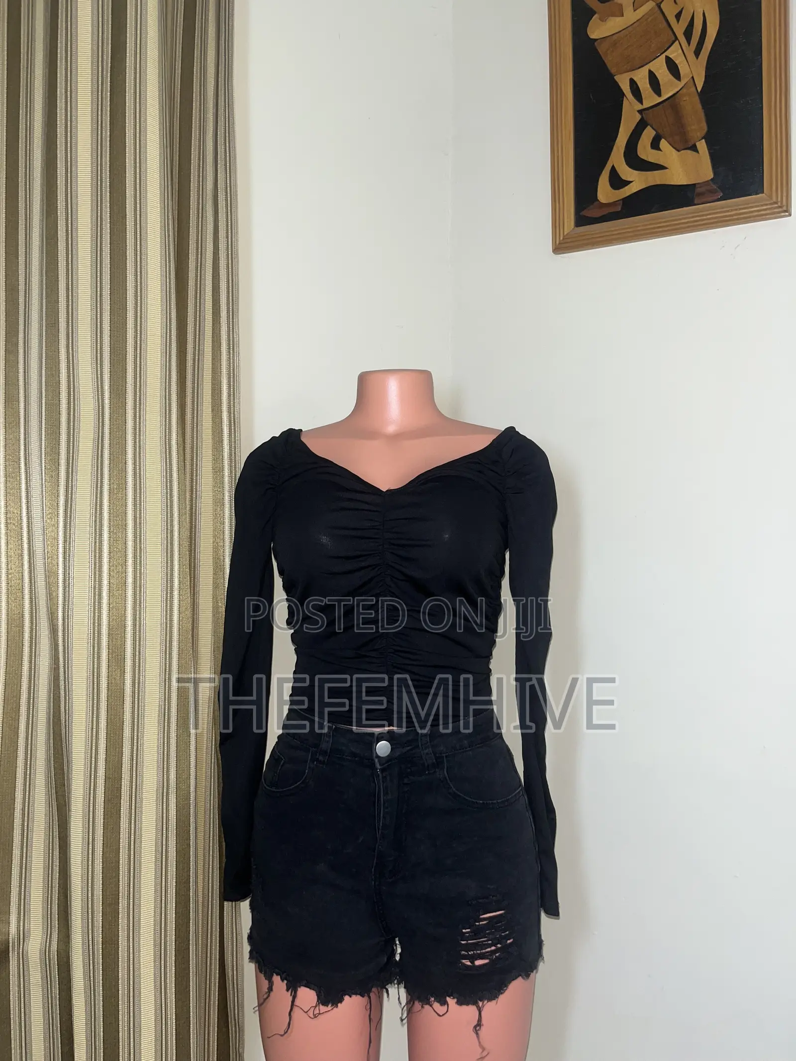 Black Long Sleeve Zara Crop Top