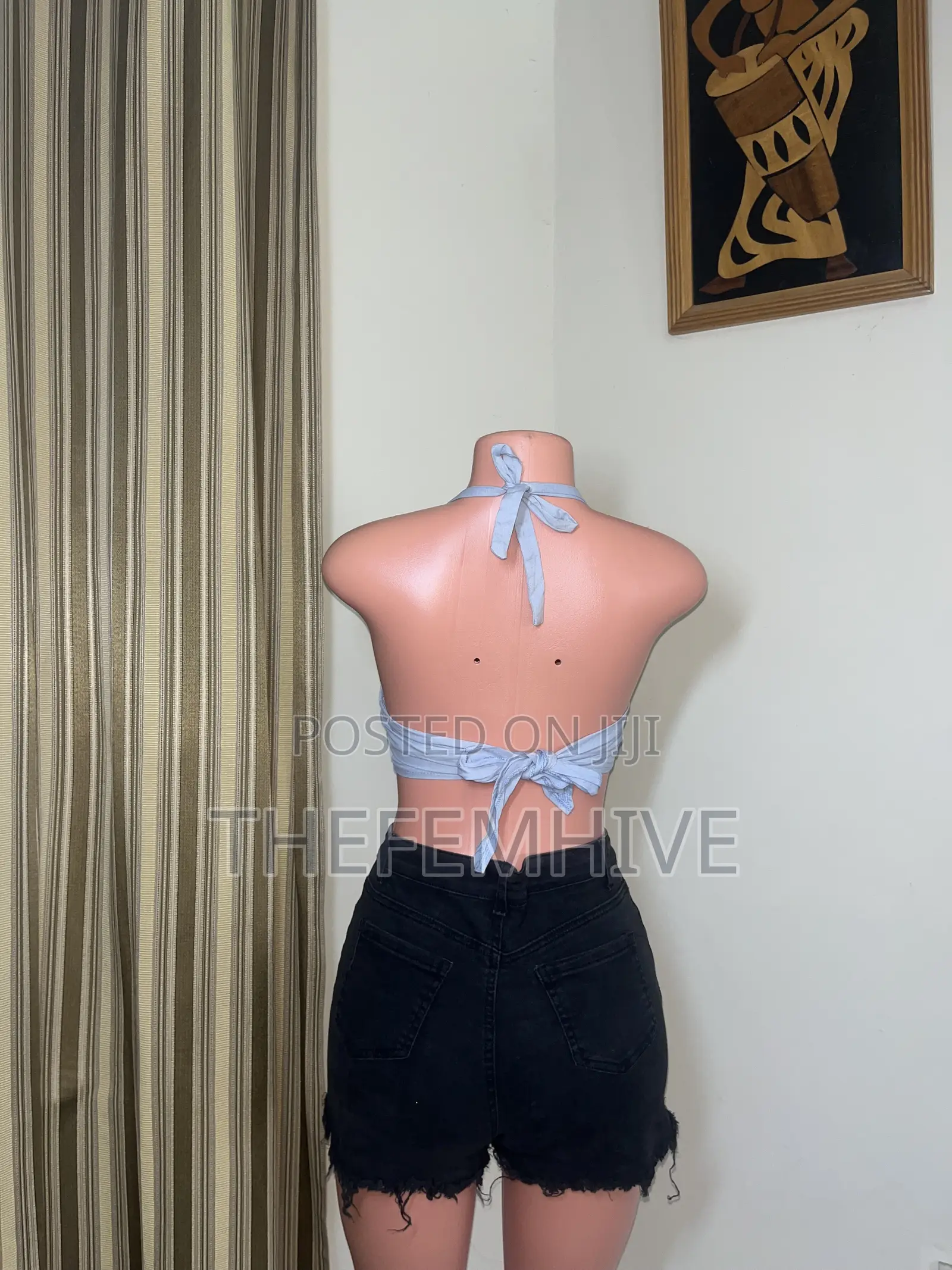 Light Blue Bare Back Crop Top