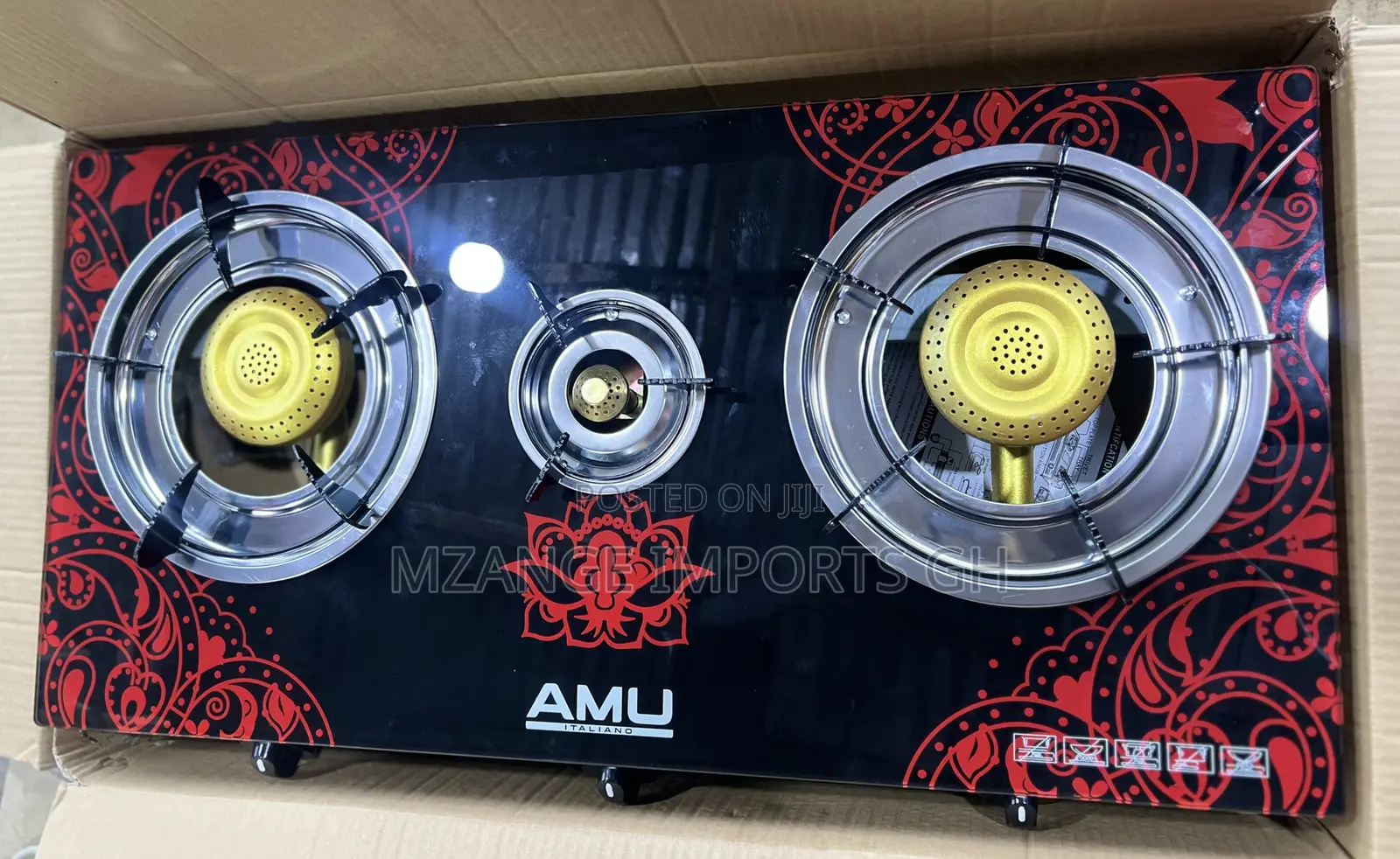 3 Burner Glass Tempered Table Top Gas Stove