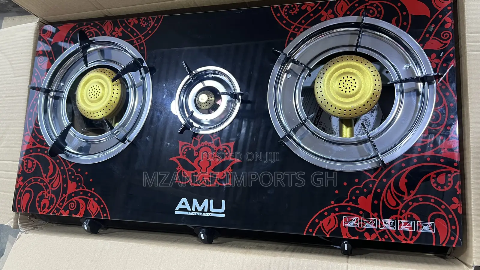 3 Burner Glass Tempered Table Top Gas Stove