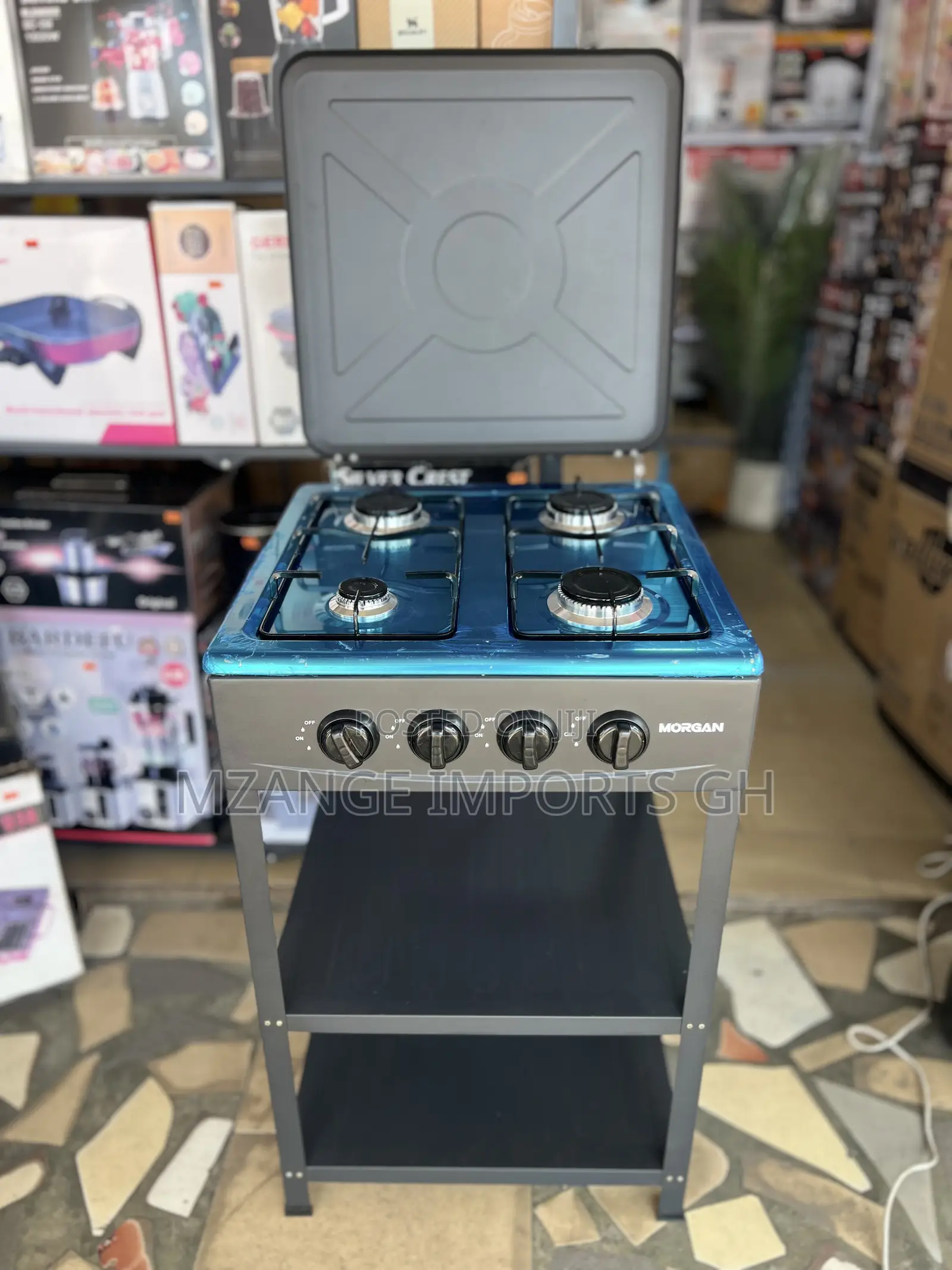 MORGAN 4 Burner Gas Stove With Stand and Shelves