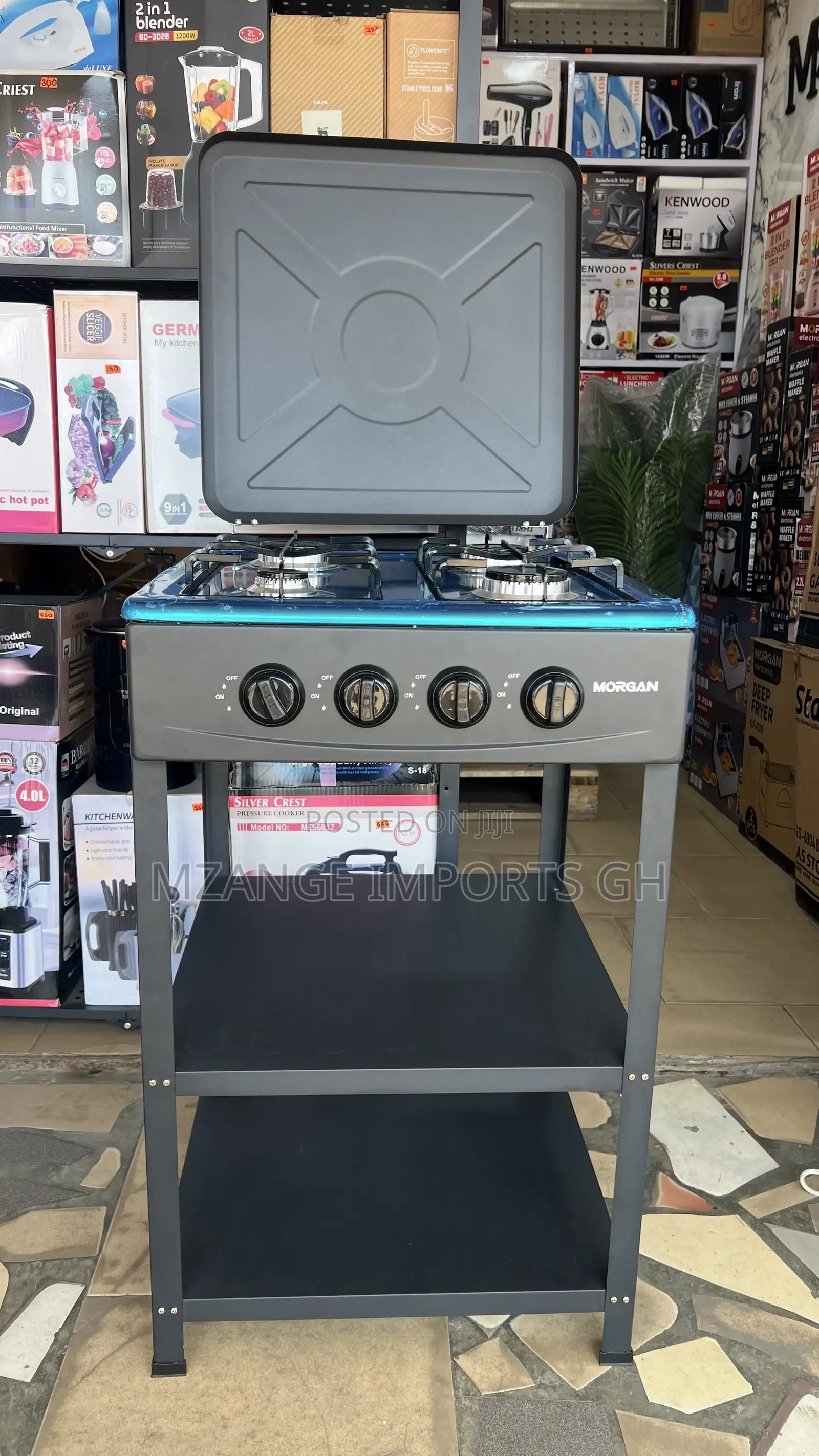 MORGAN 4 Burner Gas Stove With Stand and Shelves
