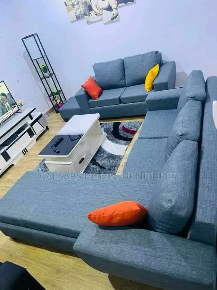 Ash Grey U-Shaped 7-Seater Sectional Sofa With Throw Pillows