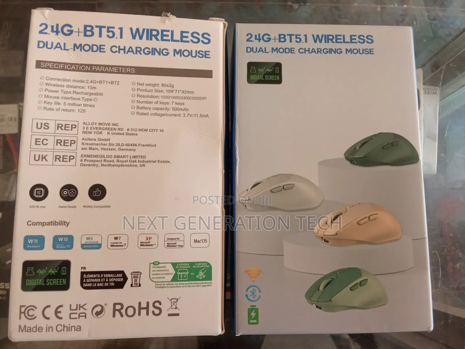 Rechargeable Wireless Mouse With Bluetooth N a Digital Display