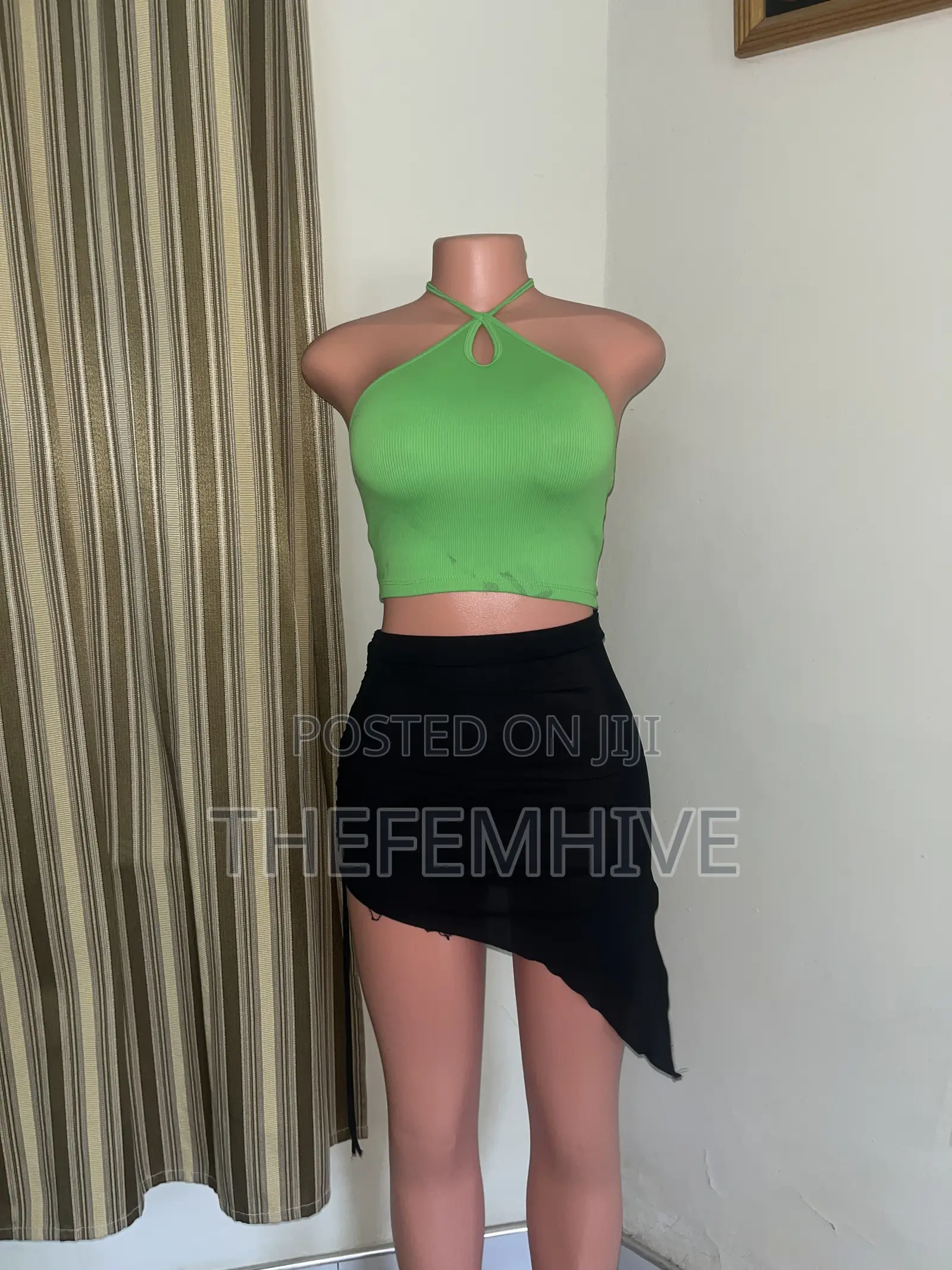 Green Shein Bareback Top
