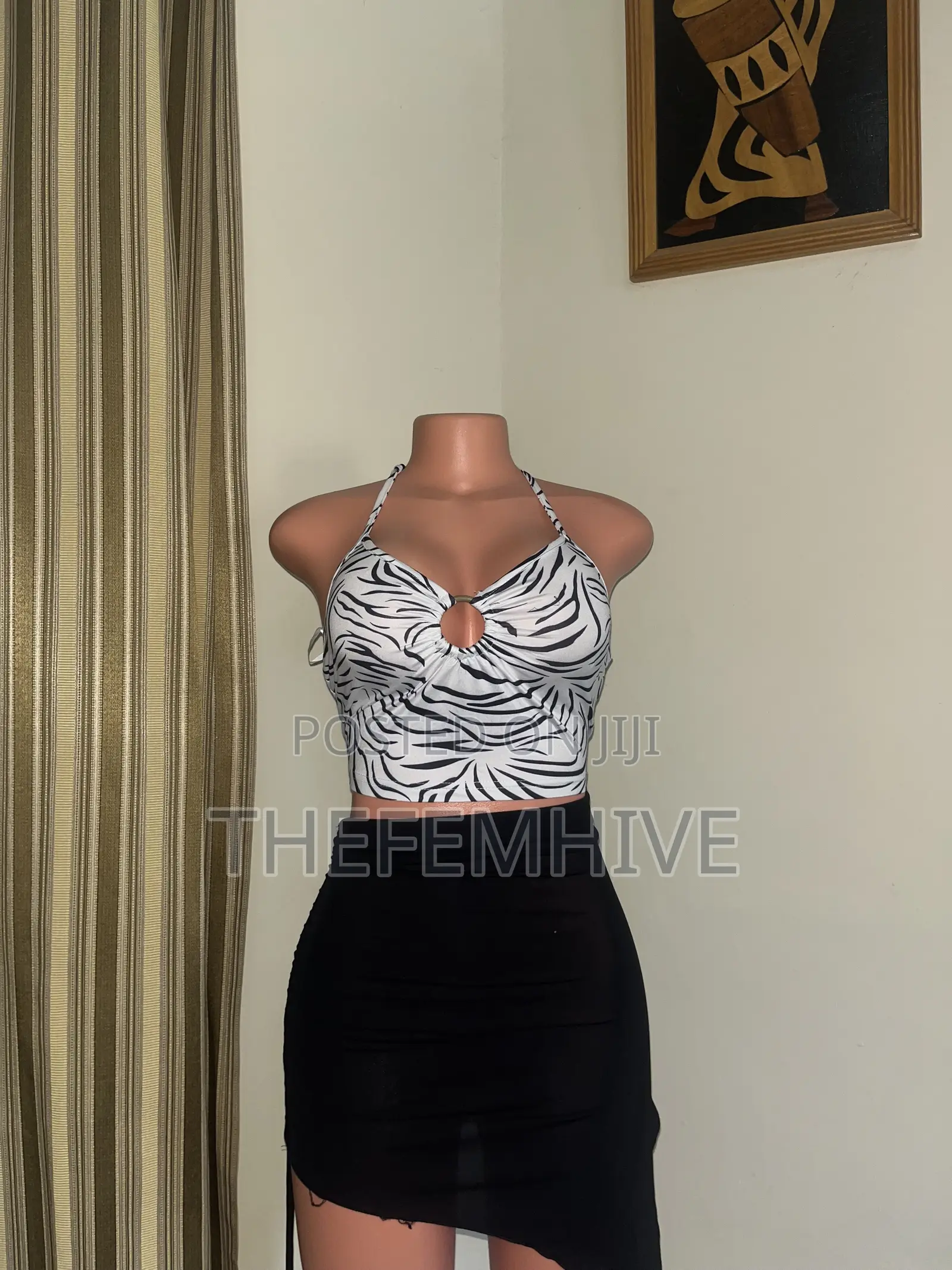 White and Black Bareback Top
