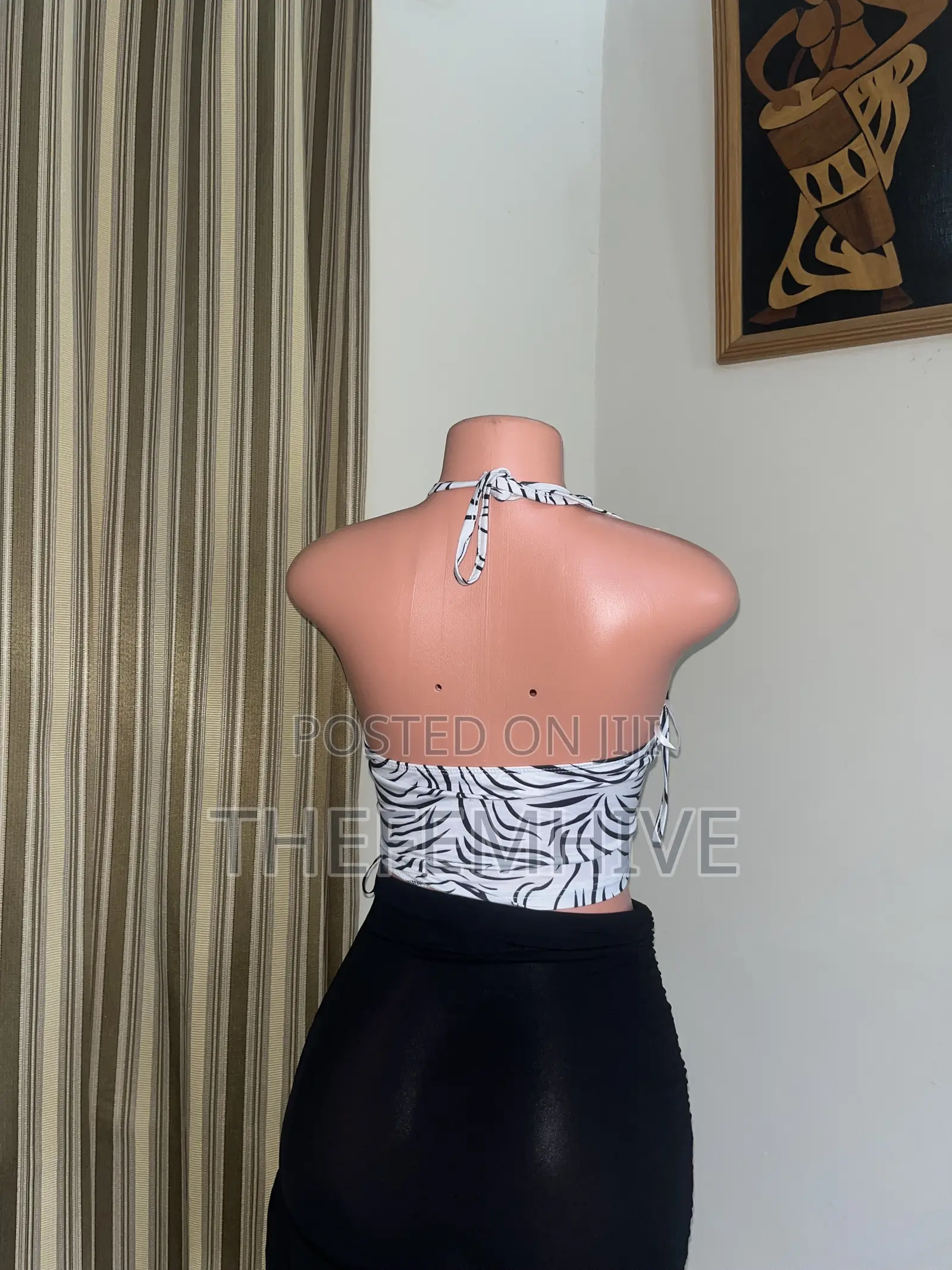 White and Black Bareback Top