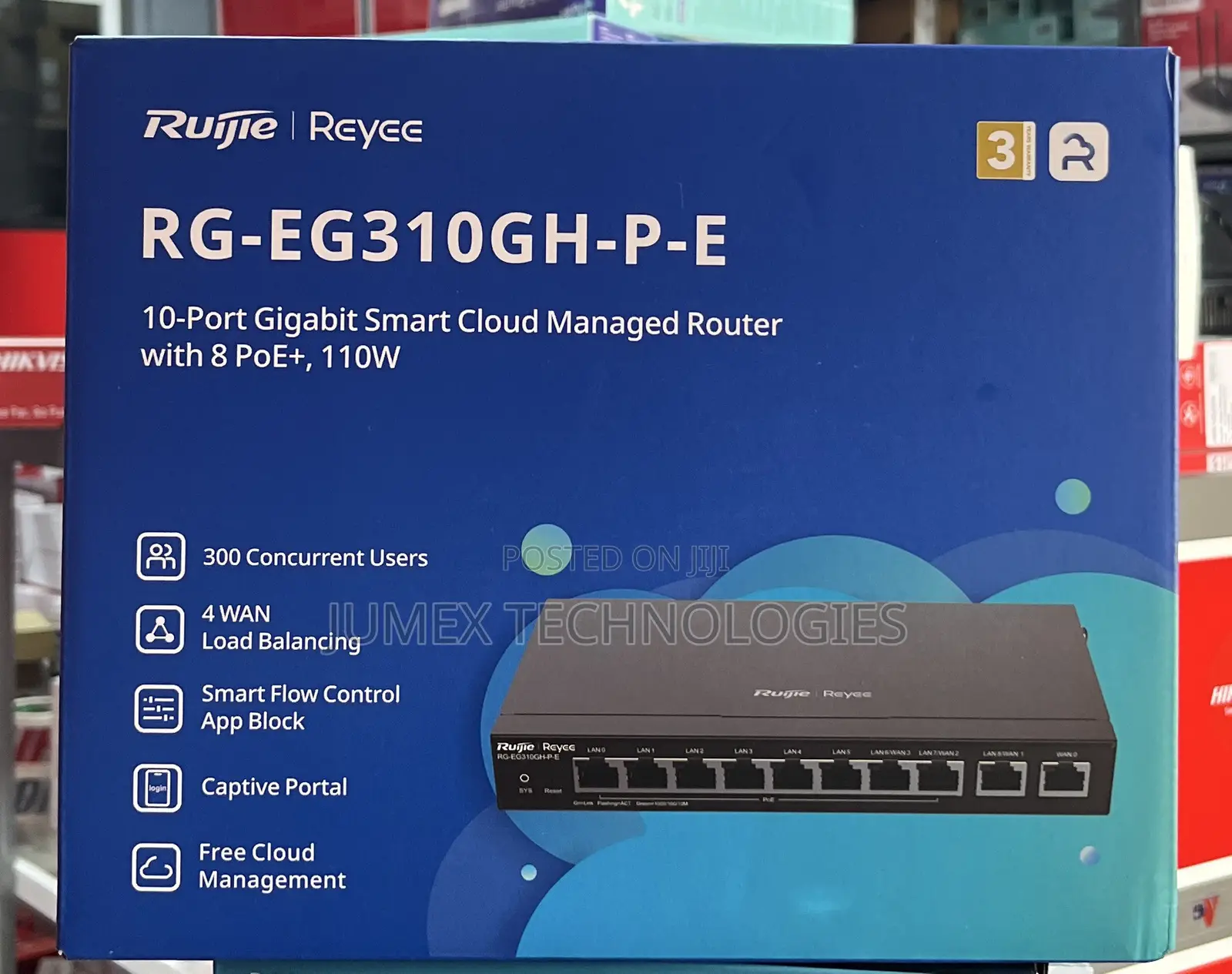 RUIJIE RG-EG310GH-P-E 10Port Gigabit Smart Cloud Managed Router 8 PoE+