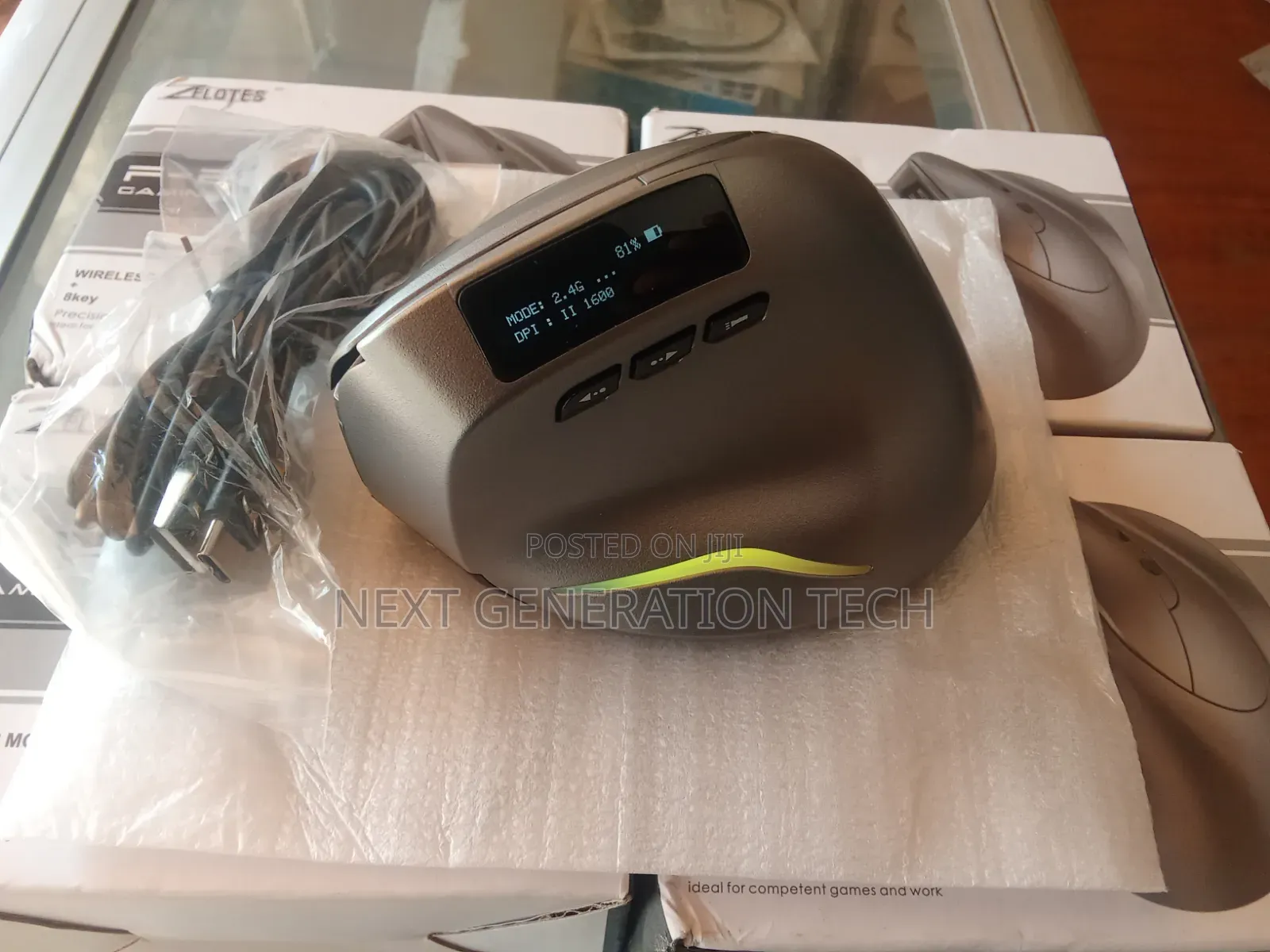 Vertical Gaming Rechargeable Wireless Mouse With OLED Display N RGB