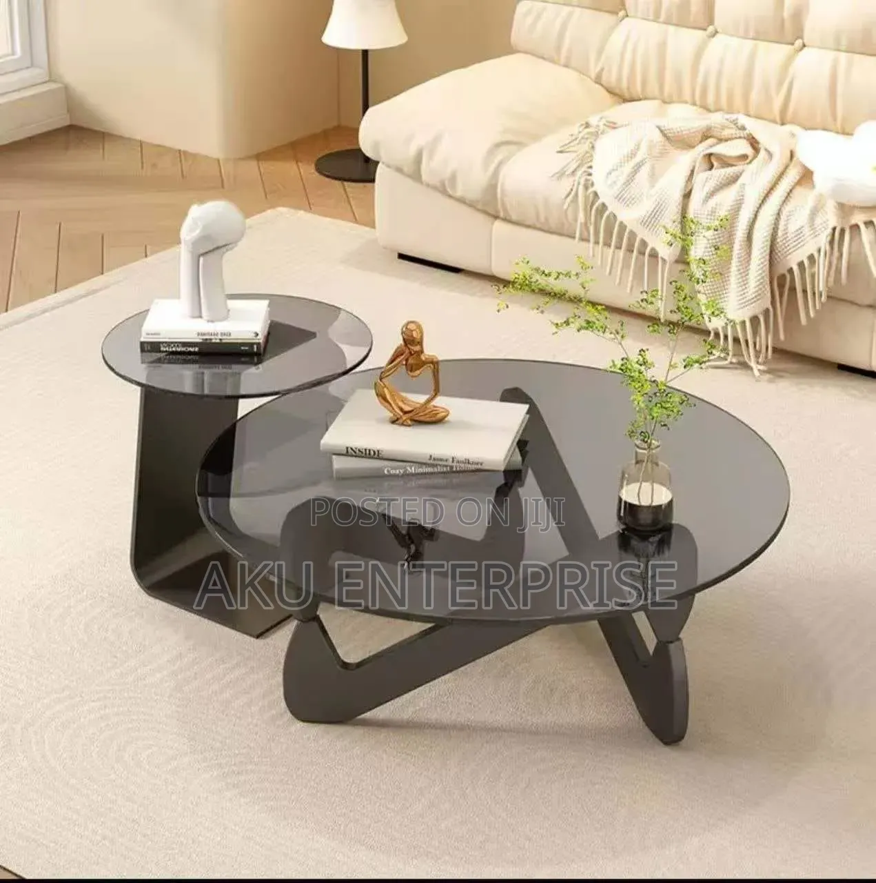 2 in 1 Modern Shaped Coffee Table Center Table Set