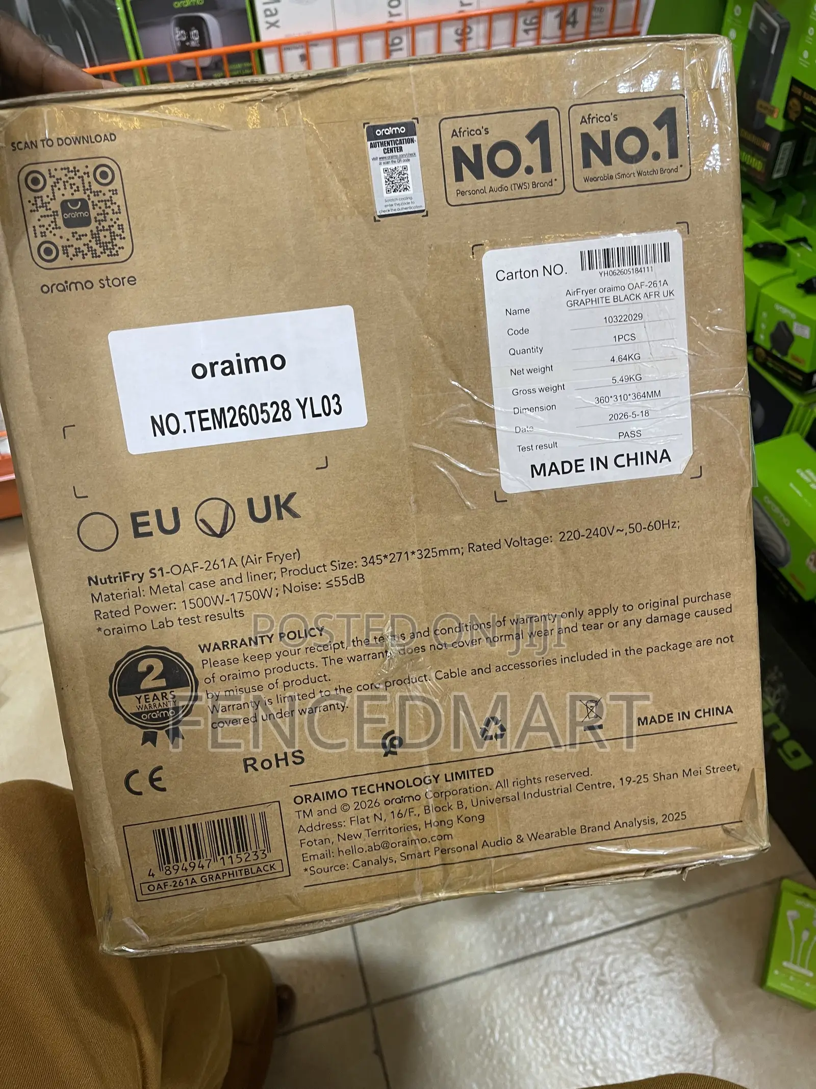 Oraimo NutriFry S1 Air Fryer – 6L