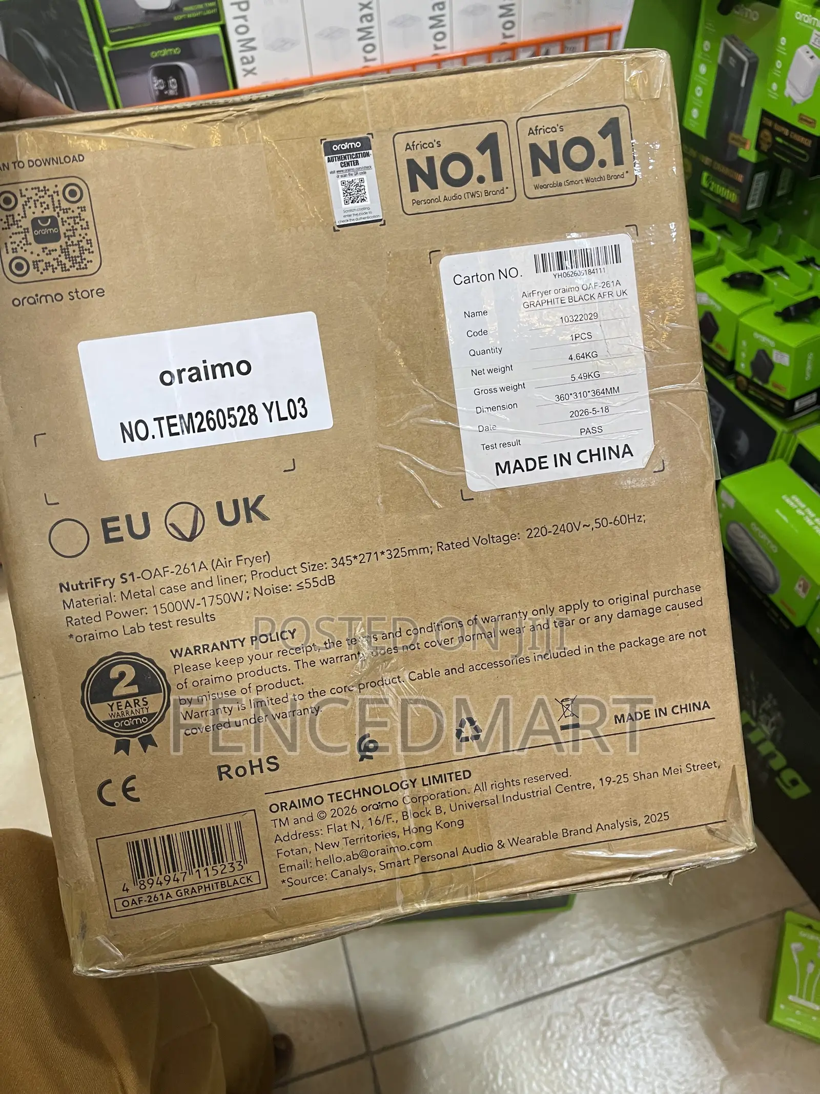 Oraimo NutriFry S1 Air Fryer – 6L