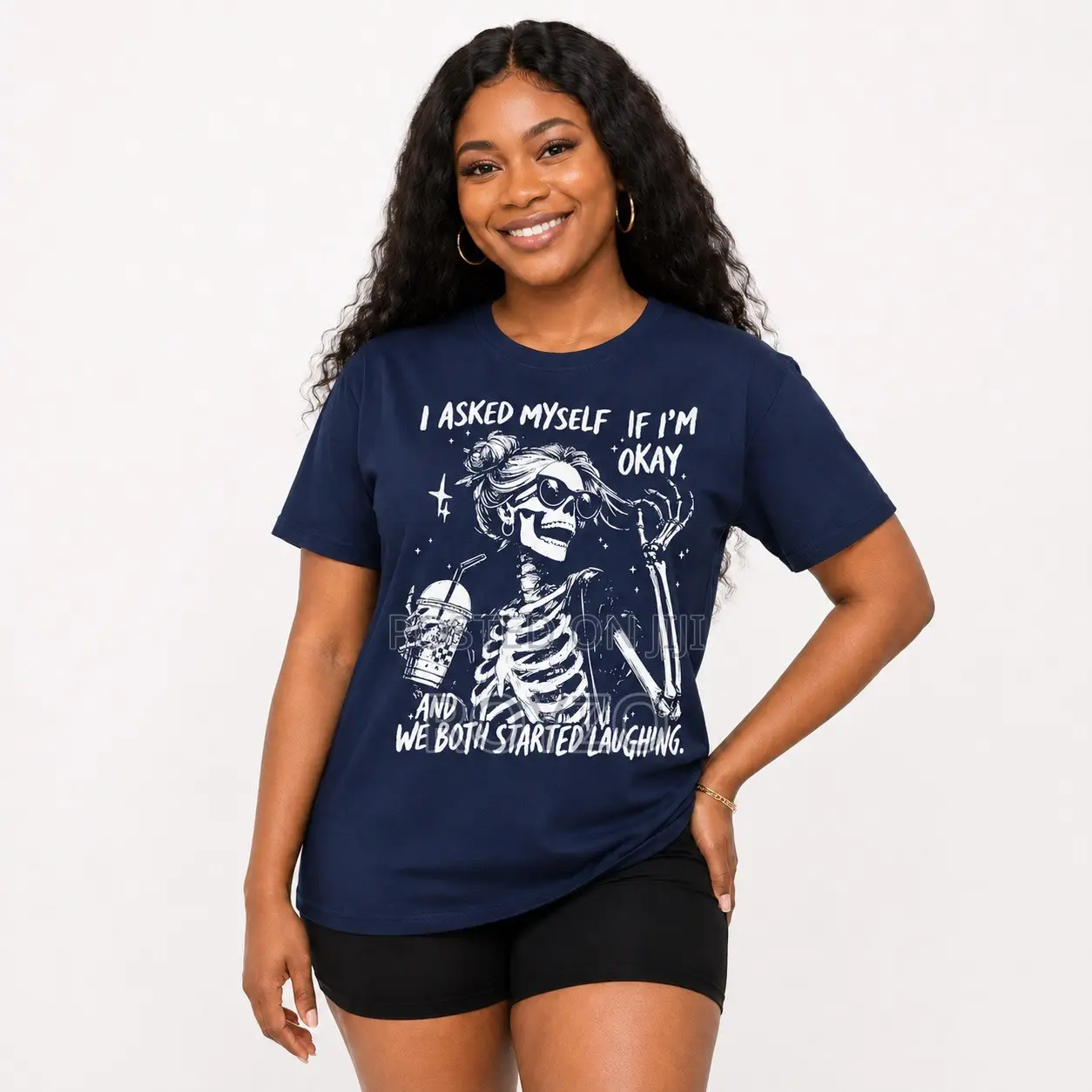 Original Skeleton Graphic Print T-Shirt for Women