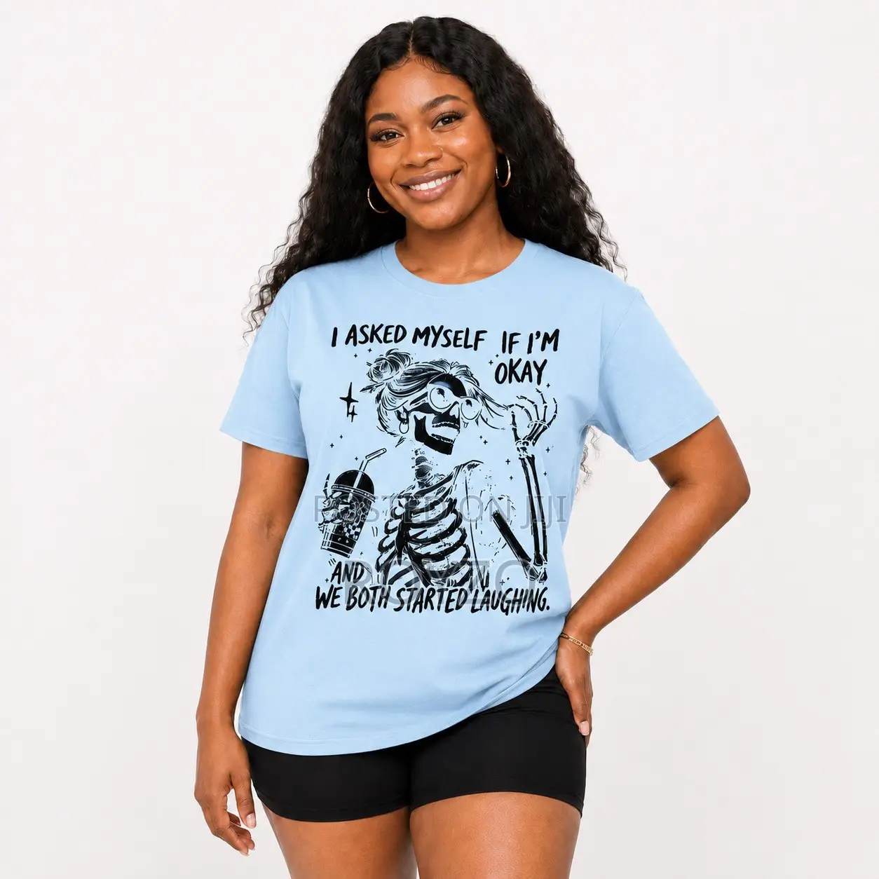 Original Skeleton Graphic Print T-Shirt for Women