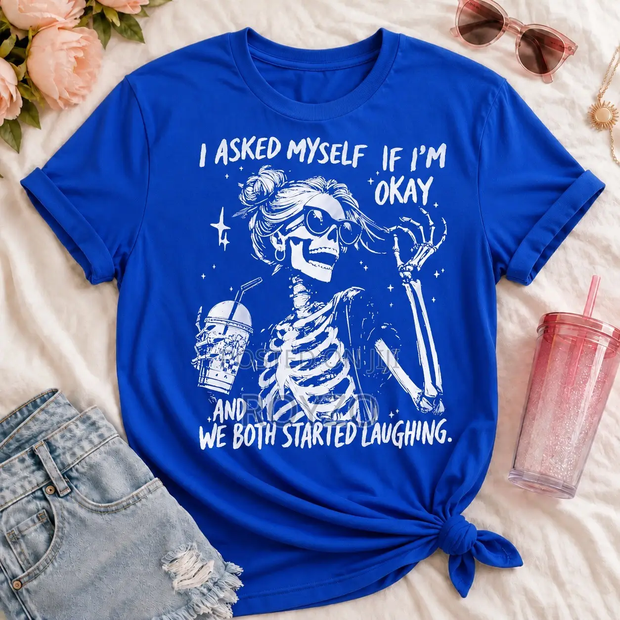 Original Skeleton Graphic Print T-Shirt for Women
