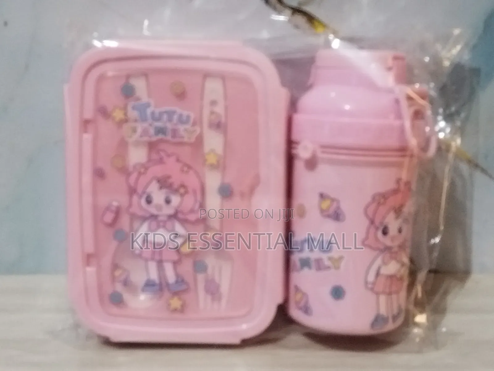 Blue and Pink Lunch Bowl and Water Bottle Set for Kids