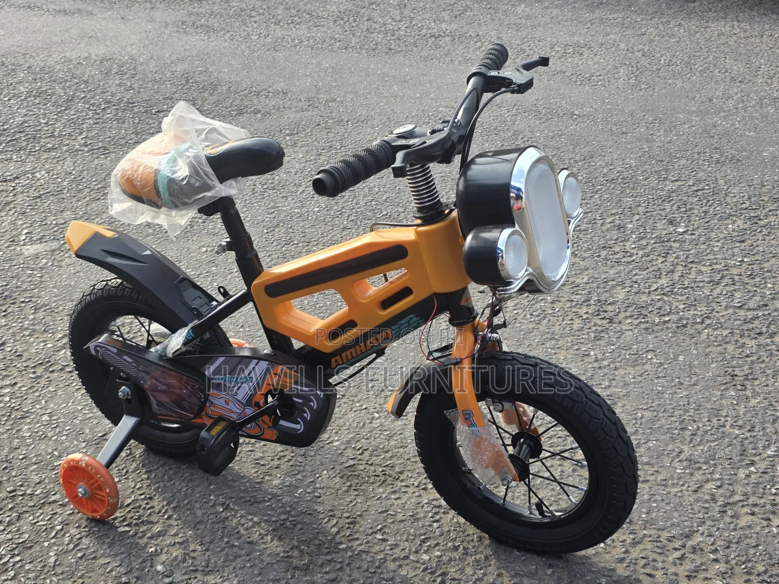 Orange Children's Training-Wheels Bicycle for Age 2-4yrs.