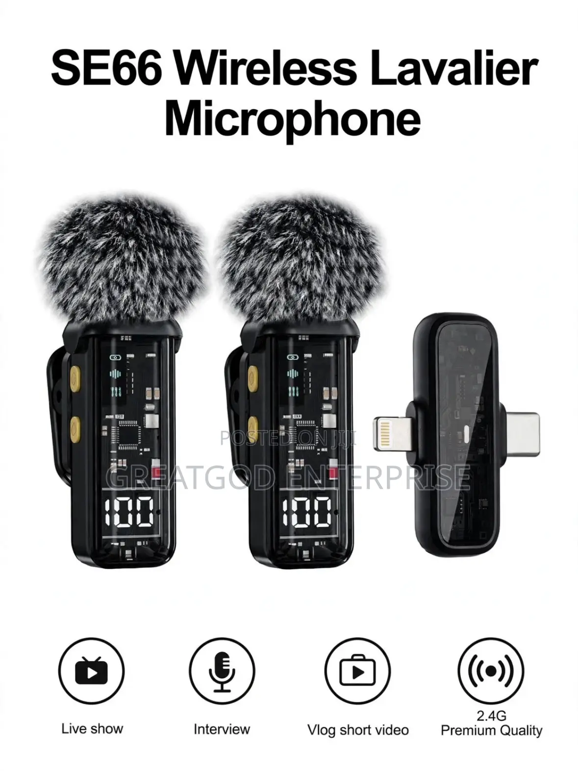 SE66 Wireless Lavalier Microphone (2 Pack)