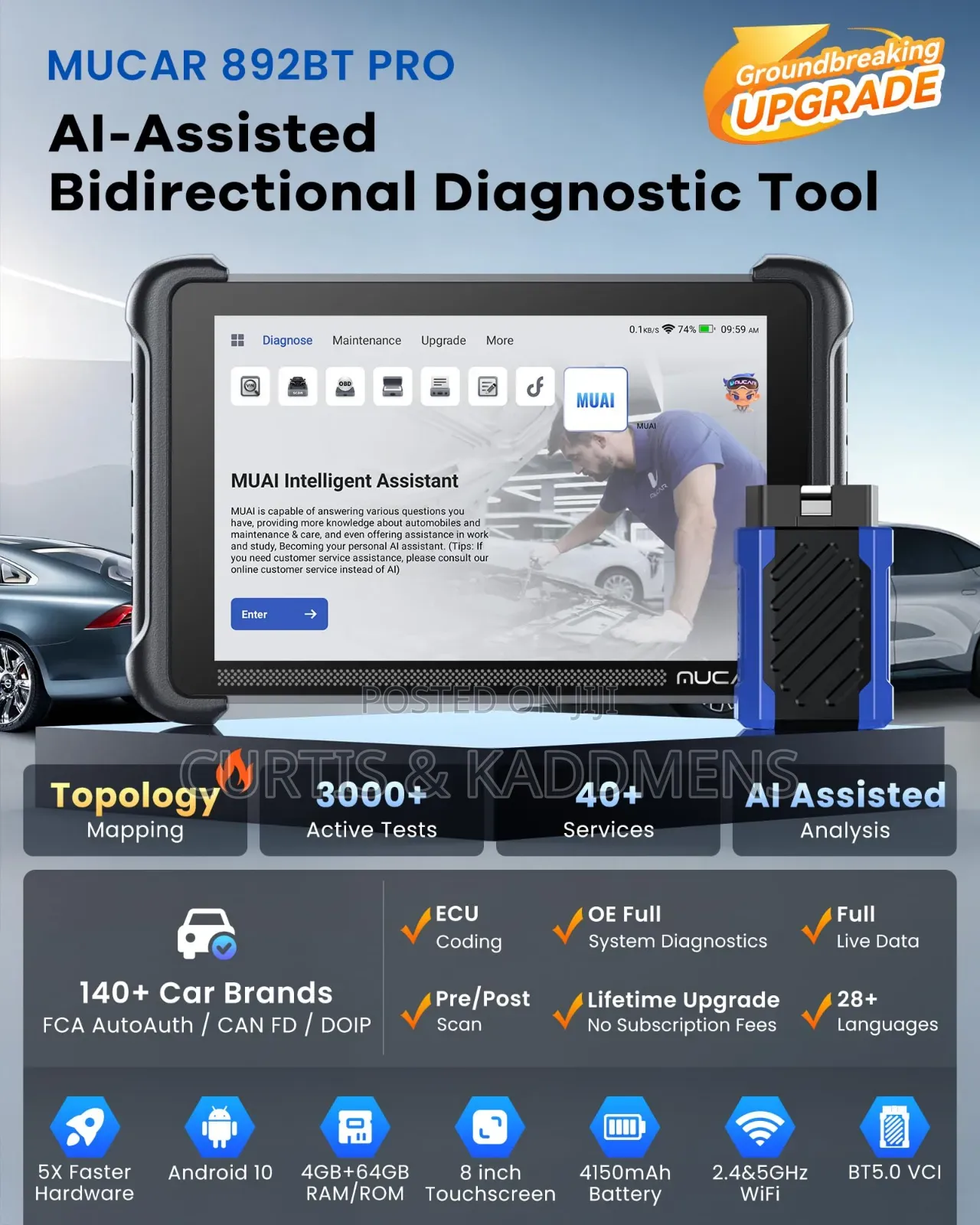 Mucar 892bt PRO AI Bi-Directional OBD2 Diagnostic Scanner (Topology)