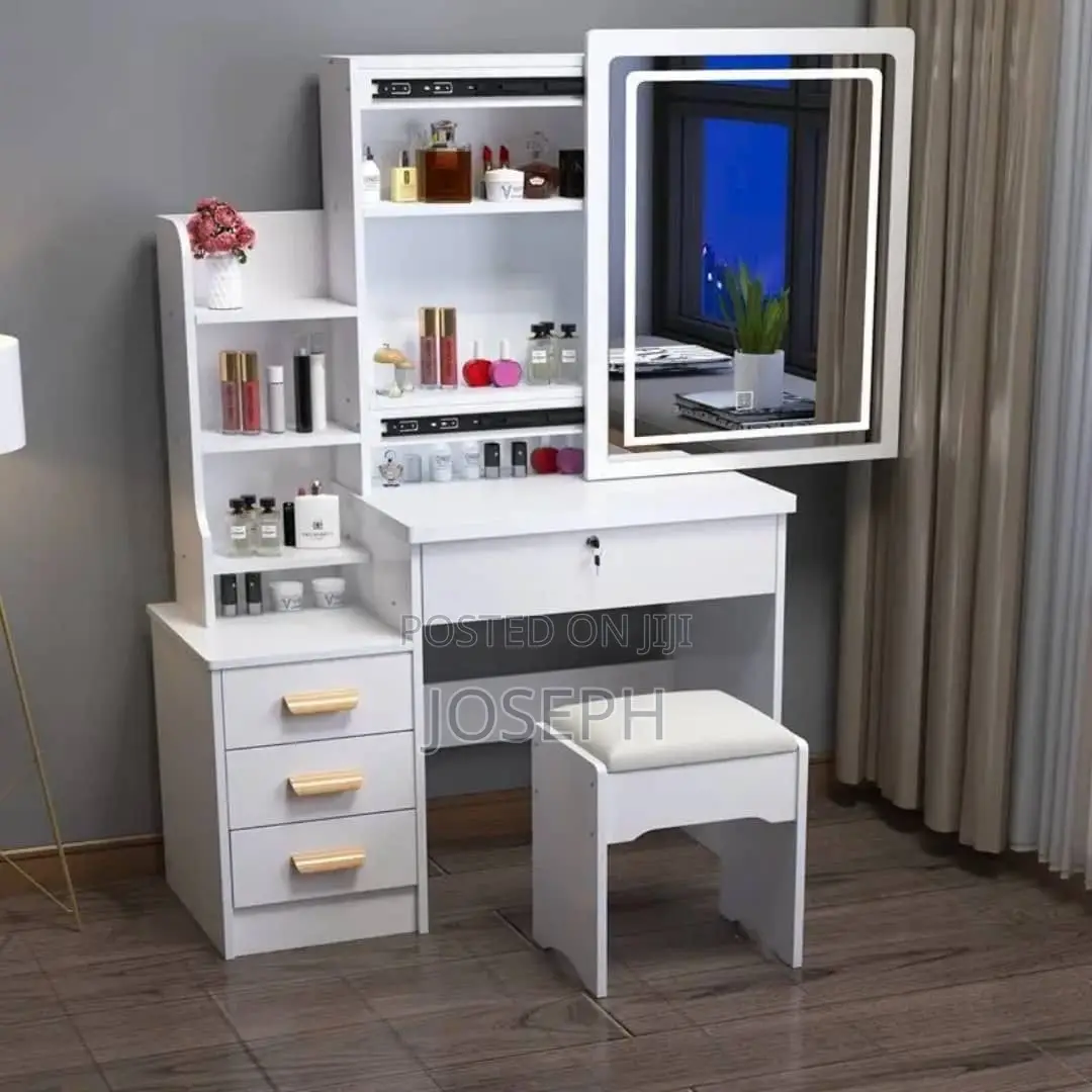 Vanity Desk Set With a Built-in Sliding LED