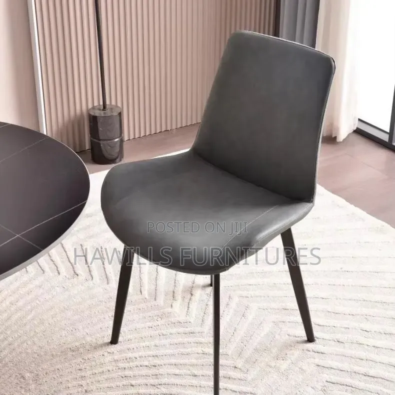 Dark Gray Leather Dining Chair