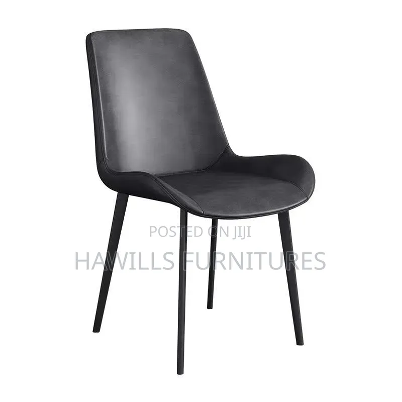 Dark Gray Leather Dining Chair