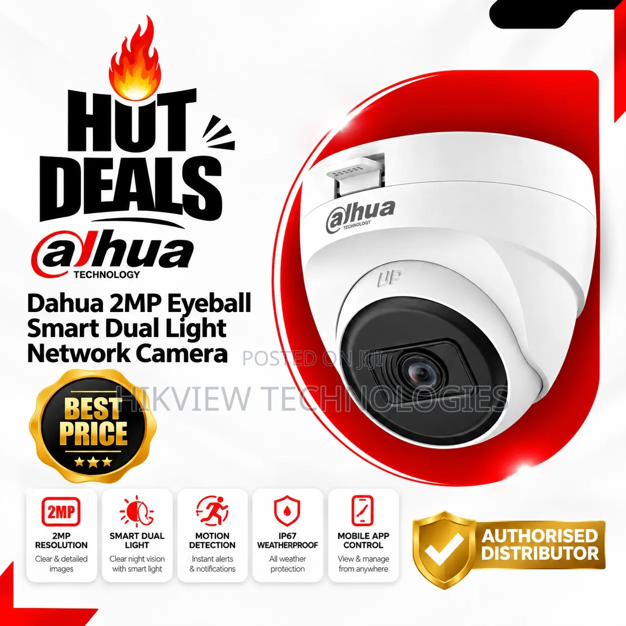 DAHUA HAC-HDW1200TQ-IL-T2MP Smart Dual Light HDCVI Two-Way Talk Fixed