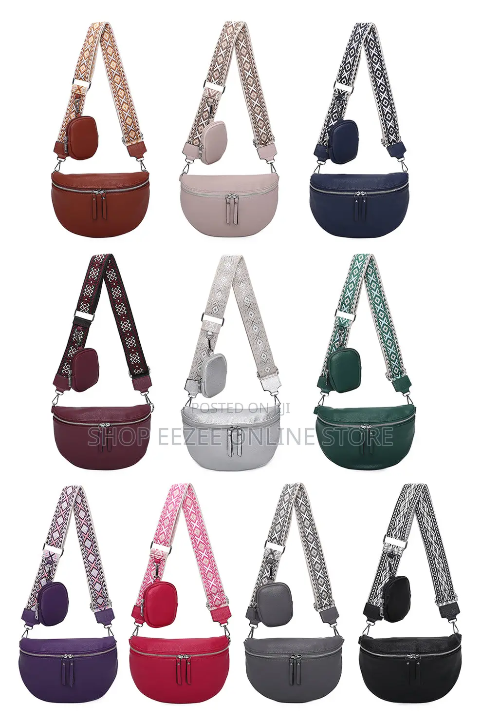 Women and Girls Double Zip Crossbody Bags With Mini Purse