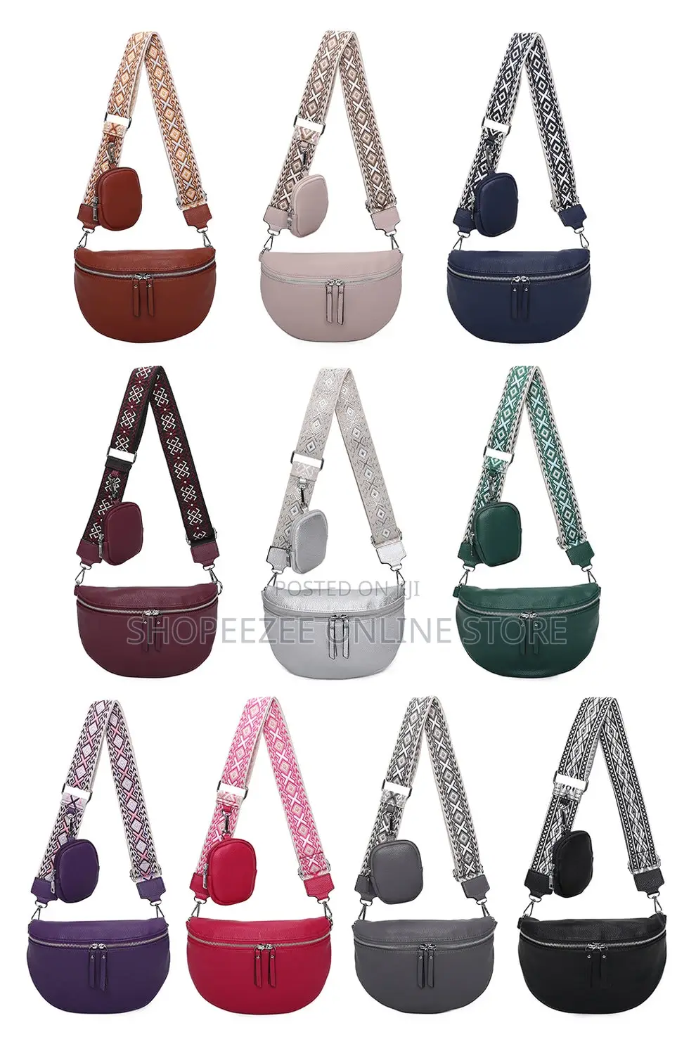 Women and Girls Double Zip Crossbody Bags With Mini Purse
