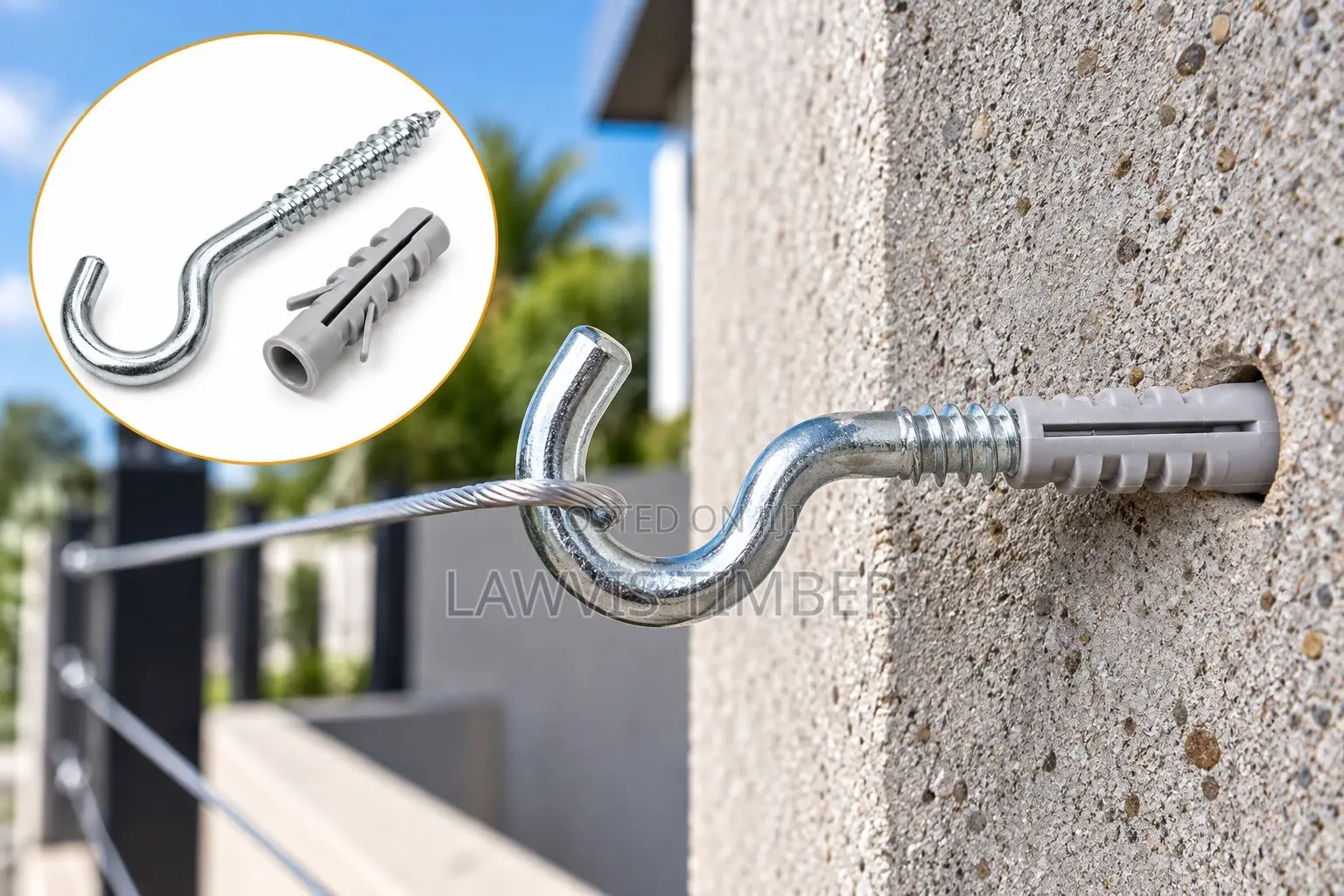 Galvanized J Hook Screw With Wall Plug