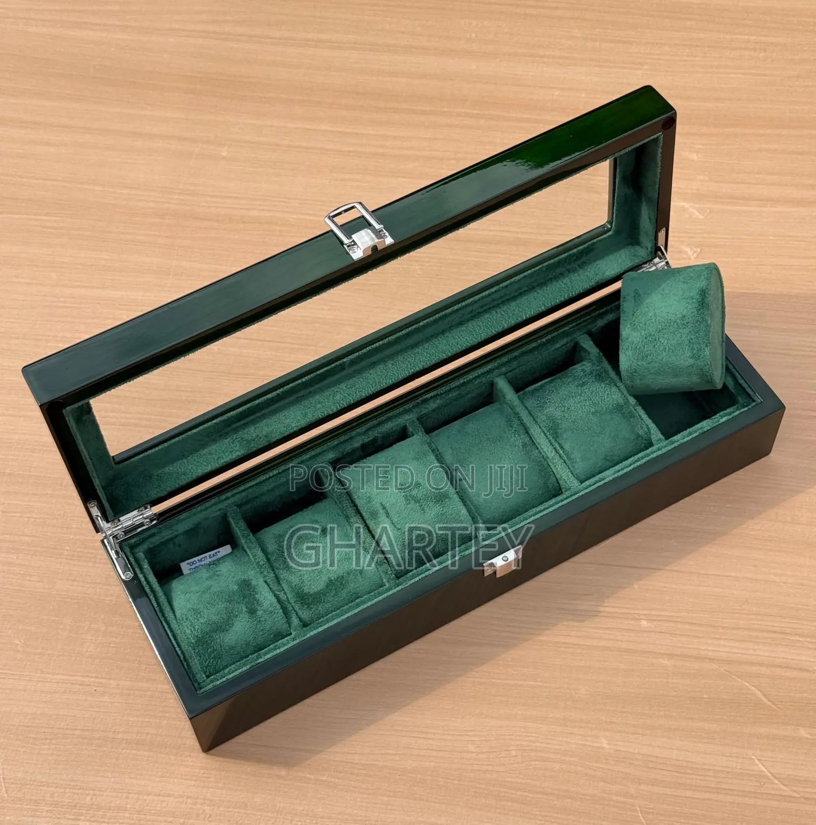 Luxury 6 Green Wooden Watches Organizer
