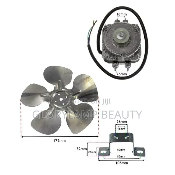 Electric Fan Motor With 5-Blade Fan Propeller Mounting Brackets