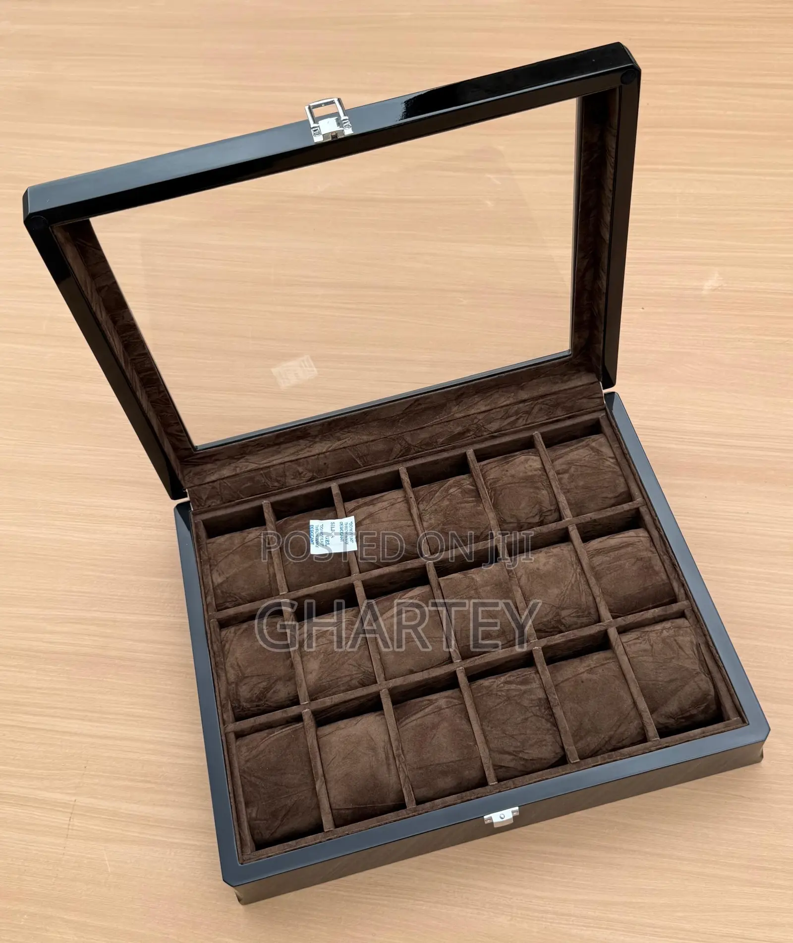 Luxury 18-Slot Watch Display Storage Box Coffee Color