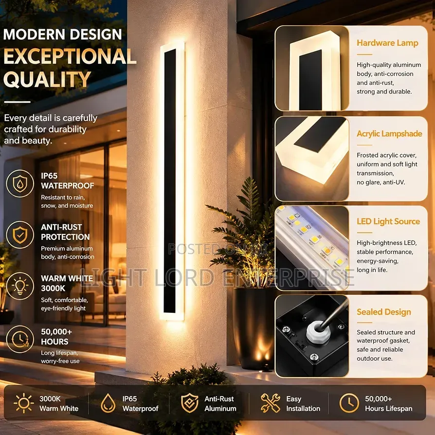 Acrylic Lamp Shield Long 3feet Indoor and Outdoor Wall Light